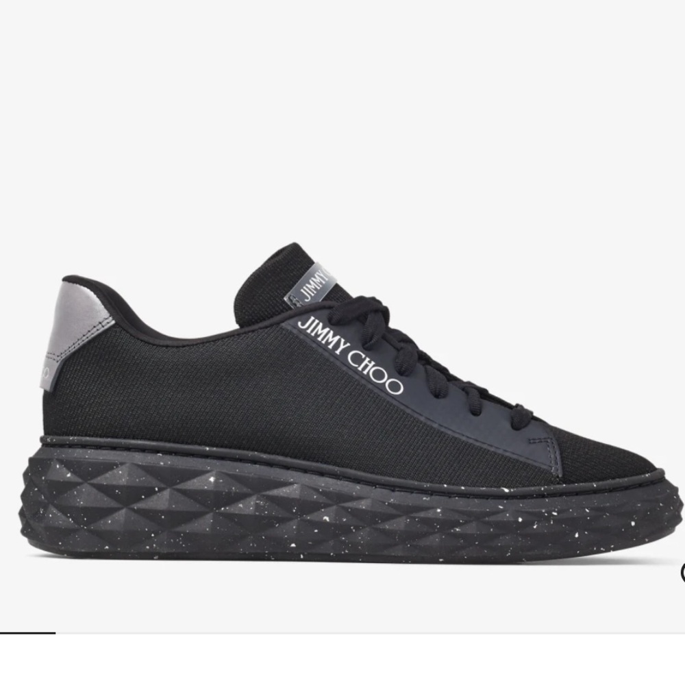 Jimmy Choo Black Knit Low-Top Trainers with Platform Sole size 7